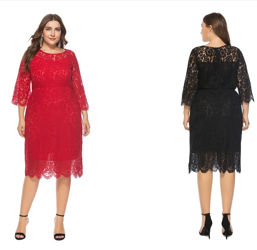 

European and American Pencil dress plus size lace slim dress