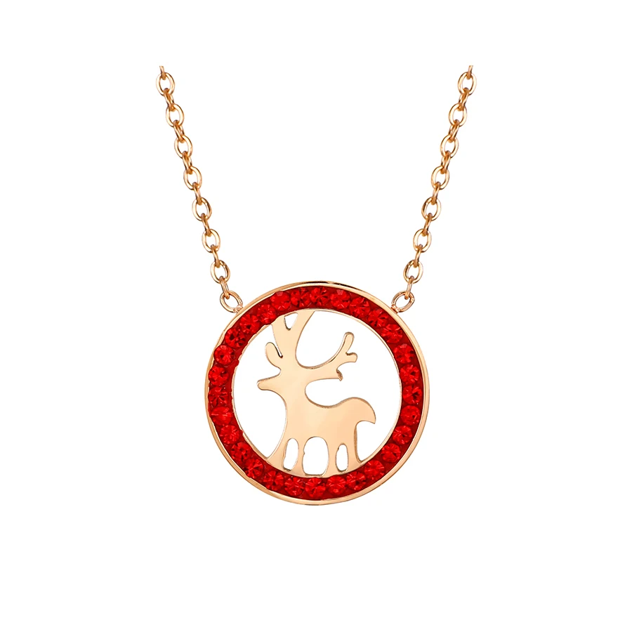 

46425 Xuping fashion women rose gold stainless steel deer style necklace for Christmas gift