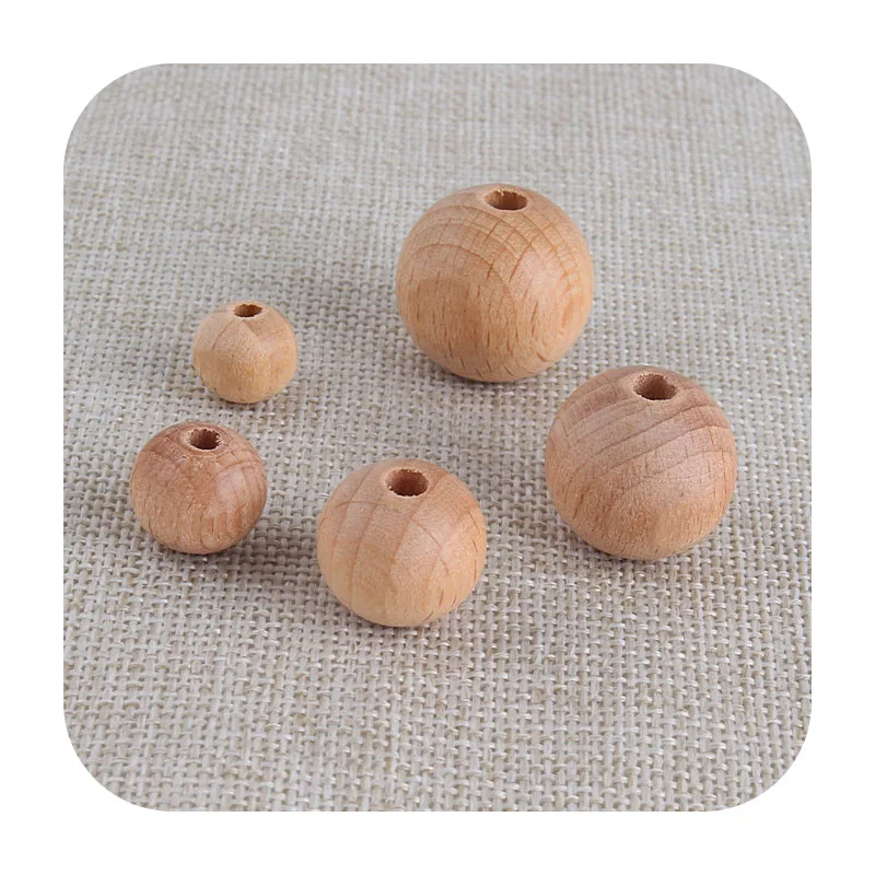 

9mm 12mm 15mm 18mm 20mm Beech Wood Rounds Natural Wood Chewable Beech Loose Beads for Baby Teething, Wood color