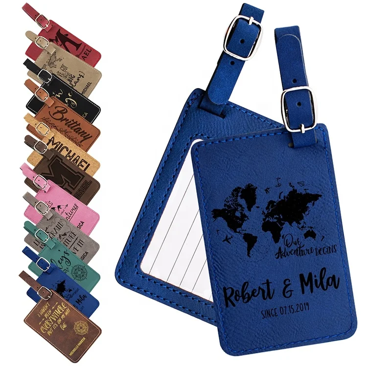 

Personalized Custom Logo Portable Travel Luggage Tags Premium Quality Laserable Leatherette Luggage Tags