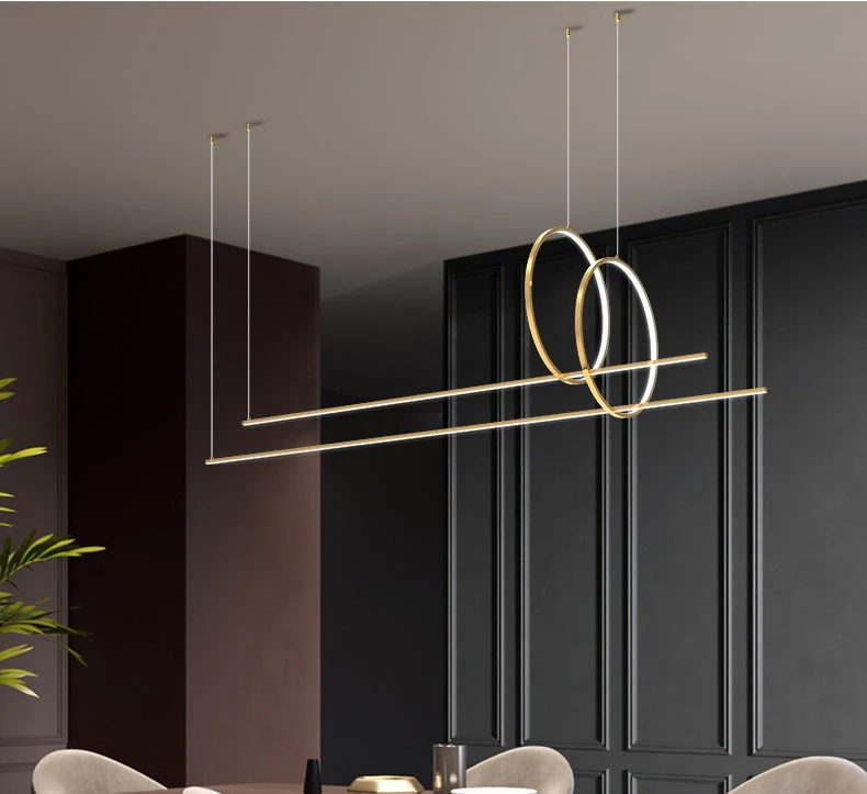 Modern minimalist kitchen bar counter strip study light luxury Nordic office led strip light dining room chandelier