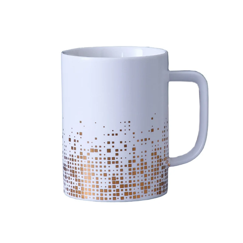 

Wholesale Nordic Light Luxury Checkered Ceramic Office Household Large Capacity Coffee Tea Mug WIth Ceramic Handle, Green,black,red,white