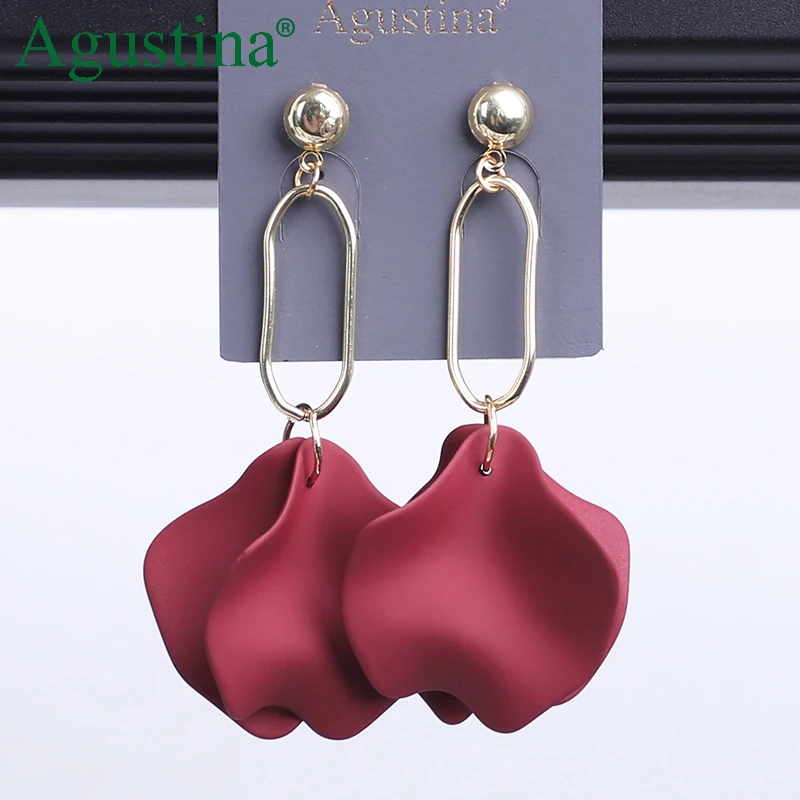 

Agustina 2020 Ladies earrings new women jewelry petals drop earrings gold colorful simple Fashion party earrings