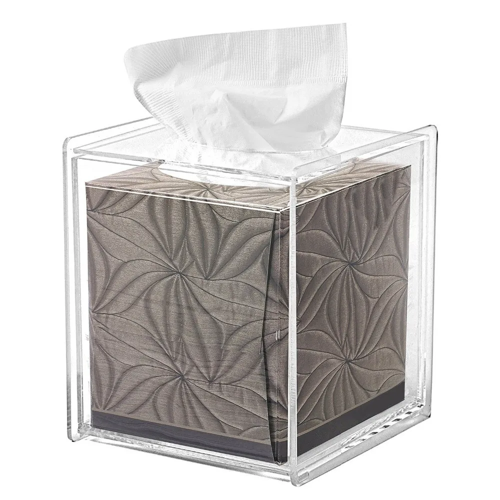 Aoert Acrylic Tissue Dispenser Box Rectangle Clear Tissue Box Cover Decorative Napkin Holder Modren Bathroom Facial Tissue Holders