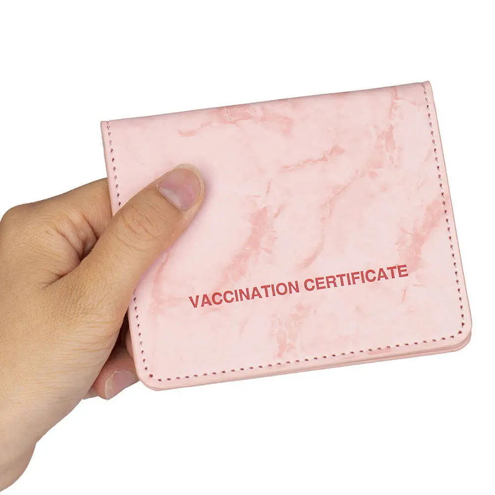 

Amazon Top Seller 4x3 inch Marble Grain Pu leather card holder cover case for Vaccine CERTIFICATE record card protector, Kinds of color can choice