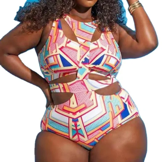 

plus size one pieces swimwear Hollow Front Bikinis Printed swimsuit Big Size Brazilian Biquini, Accept customized