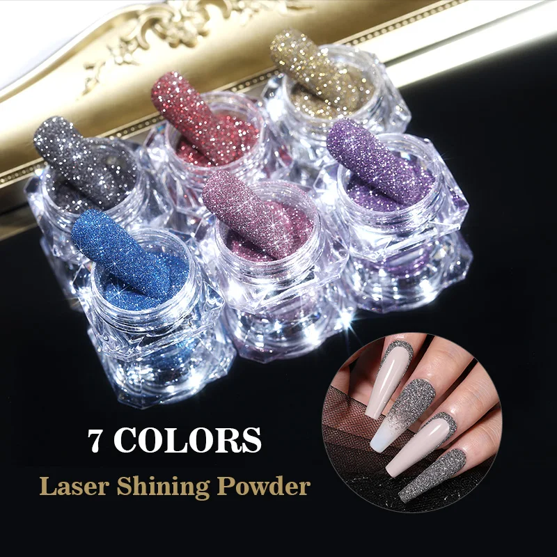 

1 Box Reflective Glitter Nail Powder Rose Red Purple Iridescent Nail Powder DIY Nail Chrome Pigment Dust Decoration