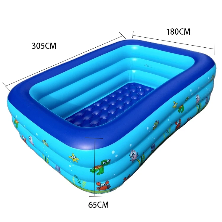 

3.05m pvc pool blue Ocean cartoon pattern baby inflatable square swimming pool tank