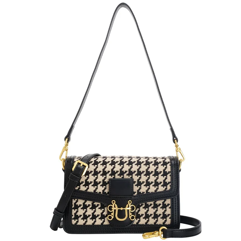 

Handbag vendors wholesale 2022 handbags for women houndstooth shoulder crossbody bags and messenger bags, Black