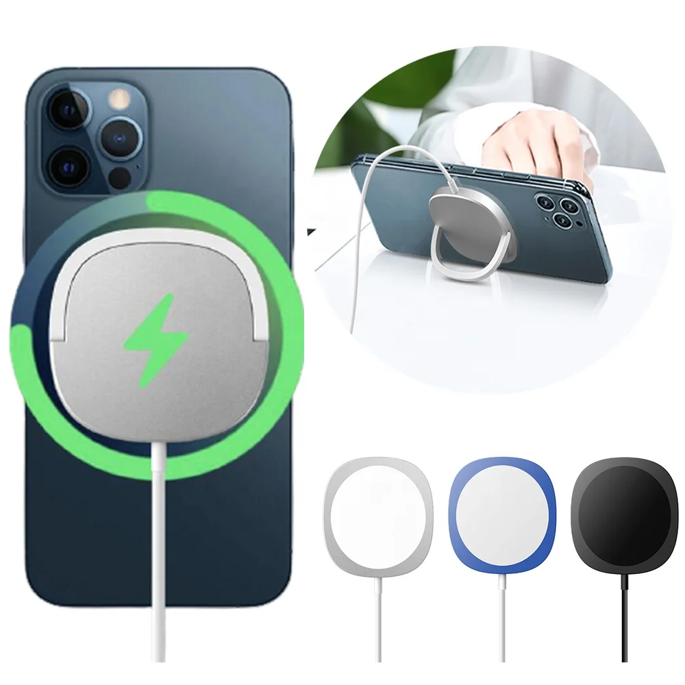 
15w Aluminium Alloy Magnetic Wireless Charger with Stand Holder for Magsafe Iphone 12 Mini Pro Max QI Mobile Phones 
