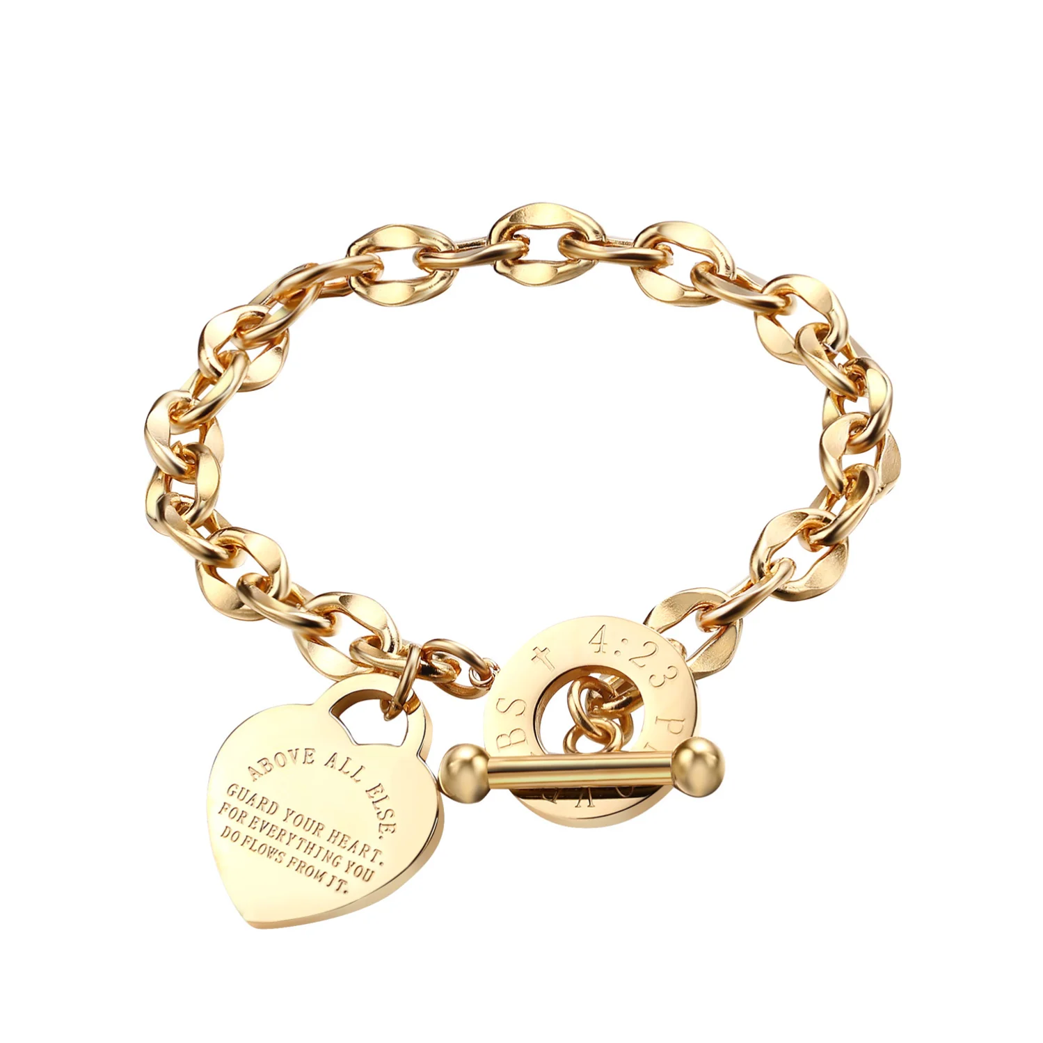 

Gold-plated stainless steel eternal love charm bracelet party gift fashion chain buckle bracelet jewelry wholesale, Picture shows