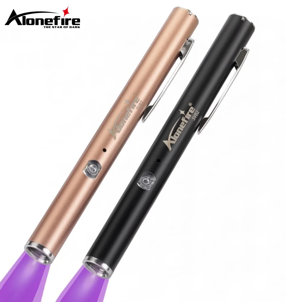 

Alonefire SV82 365nm LED UV Pen Flashlight Black light Rechargeable Torch Home Money Pet Stains Marker Ore Check Detection lamp