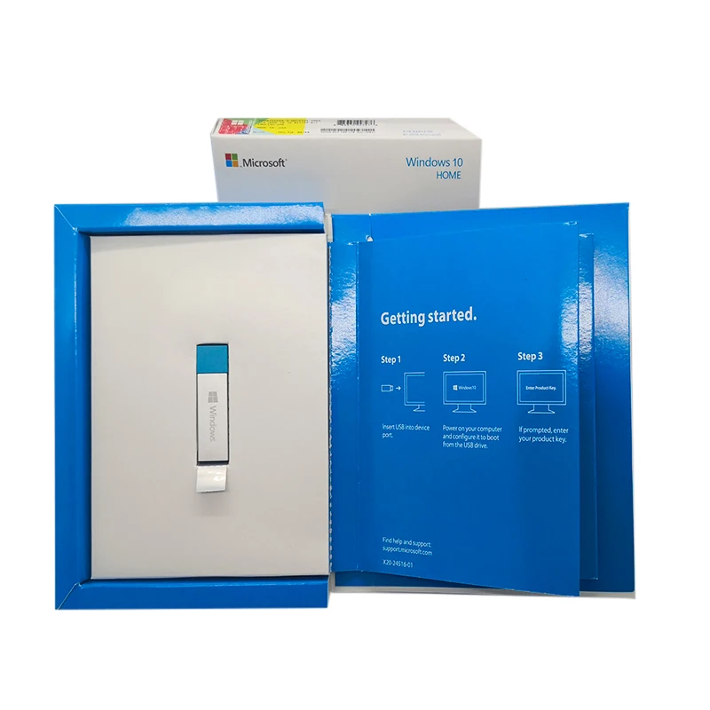 

Microsoft Windows 10 Home USB Operate System Drive 32/64-bit Retail Boxed License Product Key Card English Version