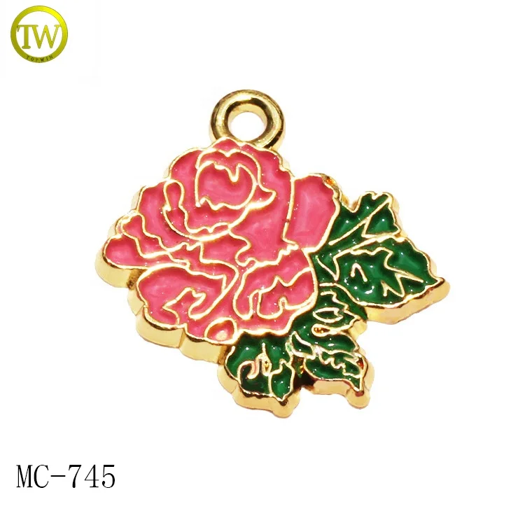 

Custom pendant flower charms beautiful enamel logo diy tags jewelry accessories for necklace making