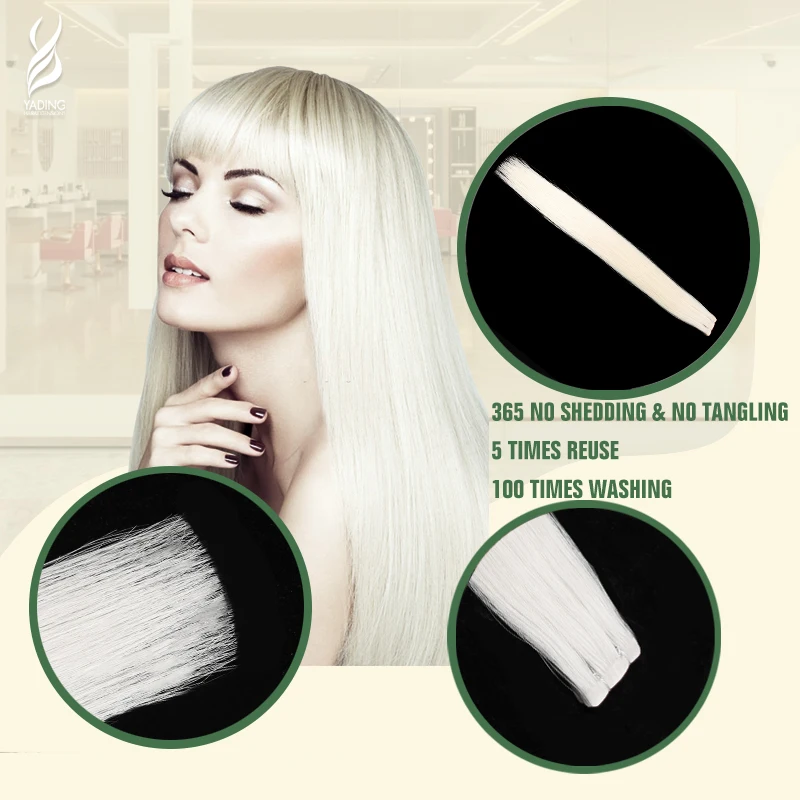 

YADING Injected Tape Hair 20" #60 Double Drawn European Human Hair Extension Wholesale 100% Virgin Remy Tape-in Hair Extension