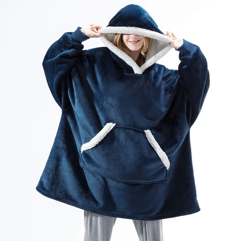 

Oversized Wearable Sweatshirt Blankets Women Men Cozy Warm Giant Hooded Snuggle Sweater with Front Pocket