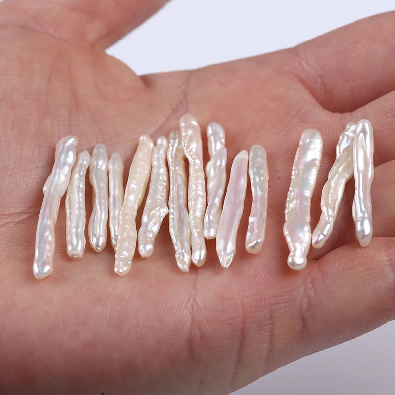 

Toothpick shape 13-14mm Natural Loose Beads Rearl Freshfwater Stick Pearl Pearls, White(customized)