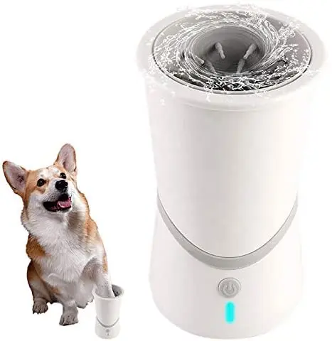 

Portable Pet Automatic Washer Foot Clean Cup Pet Grooming Smart USB Charging Soft Silicone Dog Cat Feet Washing Cup Paw Cleaner, White