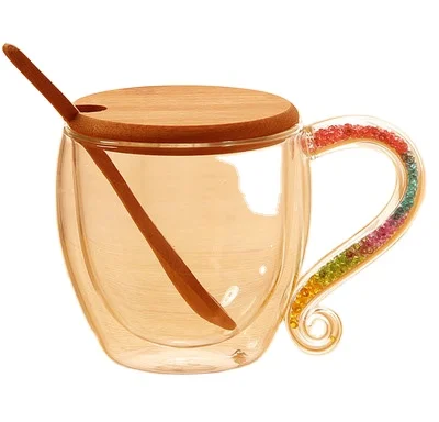 

clear glass double wall cappuccinos coffee mug with handle, As the picture show