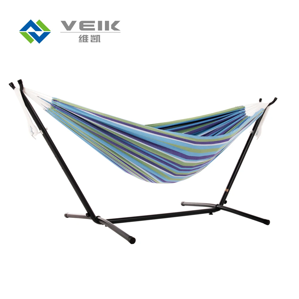 

beautiful design hammock with metal frame and thick cotton fabric in good quality for your relaxing indoor and outdoor