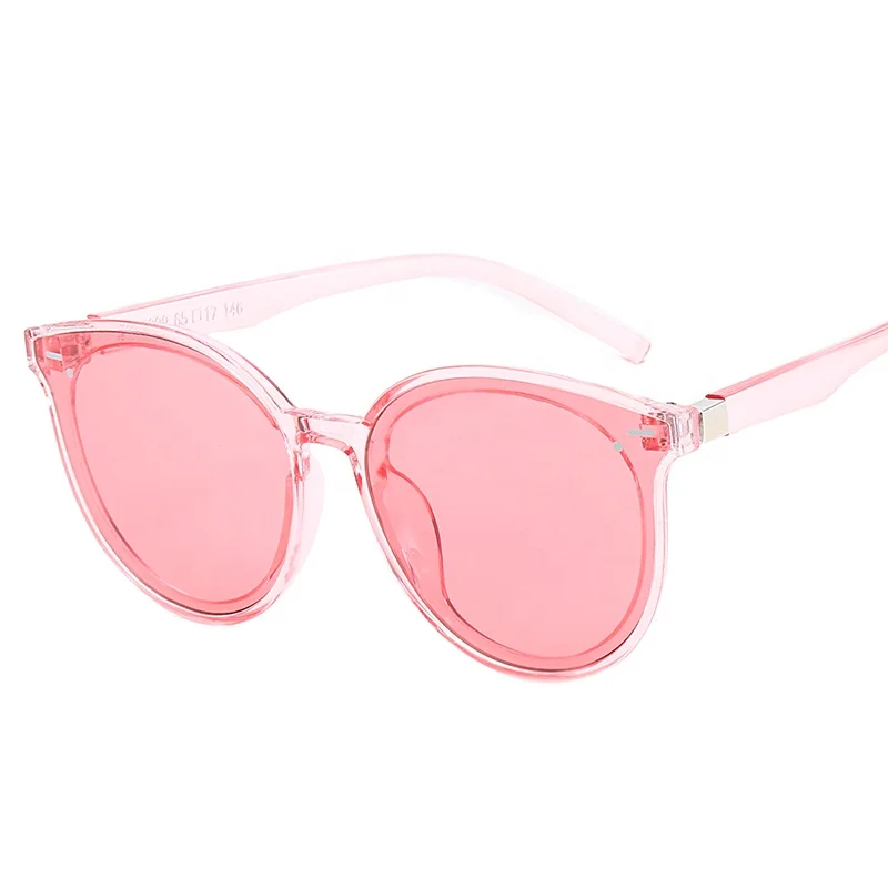 

2019 trendy sunglasses stylish round resin lens pink sunglasses, 4 colors