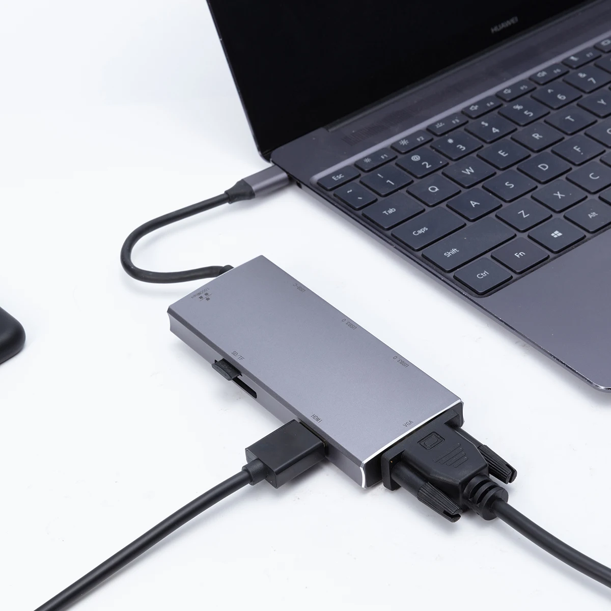 

The New design High quality Multi-function Adapter 8 port 8 in 1 type c usb 3.0 high speed hub, Silver