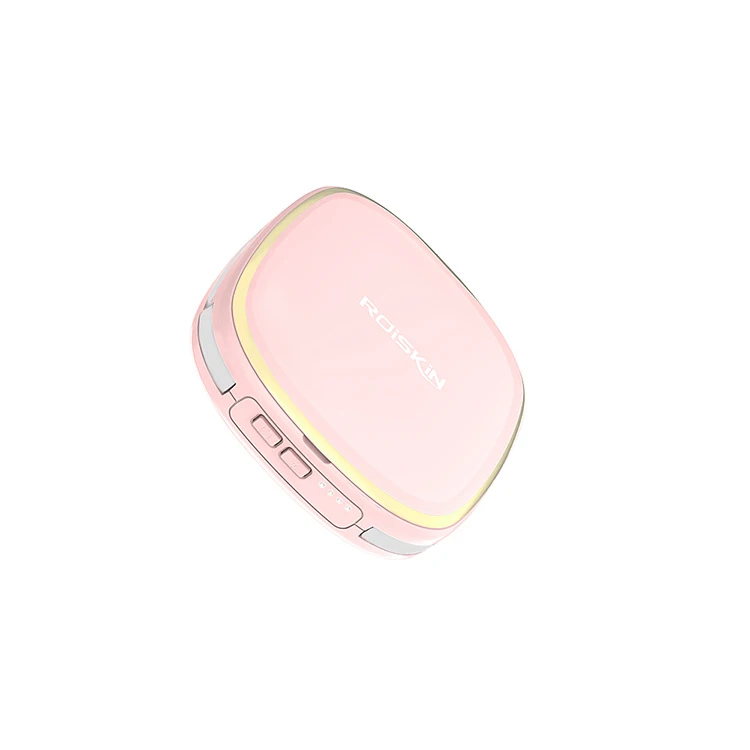 

Roiskin 5000mAh power bank Pocket Beauty Mirrors Folding Makeup 2x Magnifying Custom with LED Lights