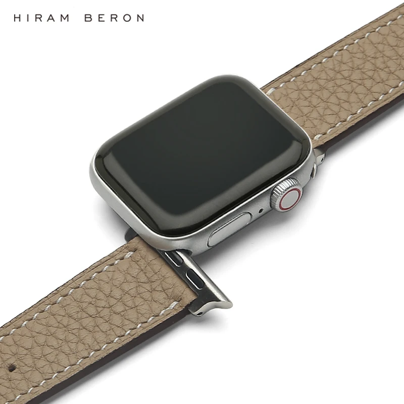 

Hiram Beron Custom Watch Band Soft Pebble Leather Smart Watches Belt For Apple iWatch Leather Watch Strap For Lady, Parchemin