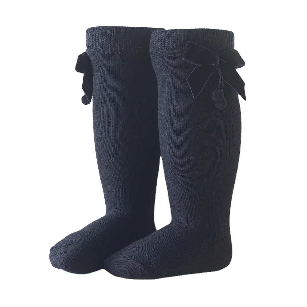 

baby socks girls tube socks velvet bow knee-length cotton socks