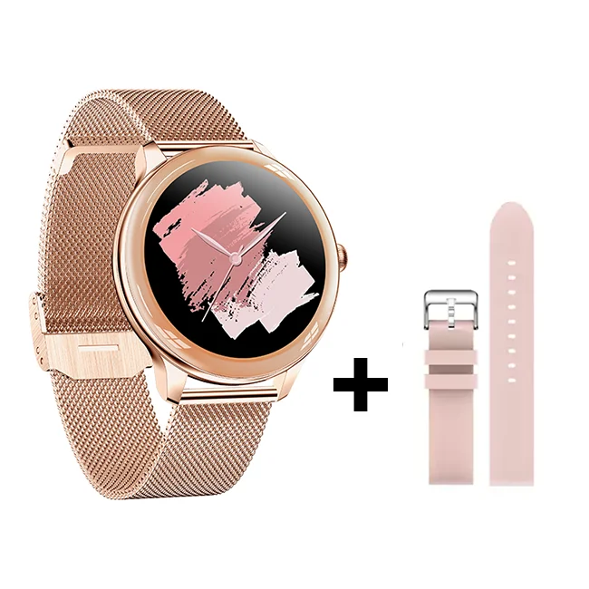 

1.1 inch Round Smart Watch Women Rose Gold/Silver 2 Straps Smartwatch Ladies Women Gift 2023