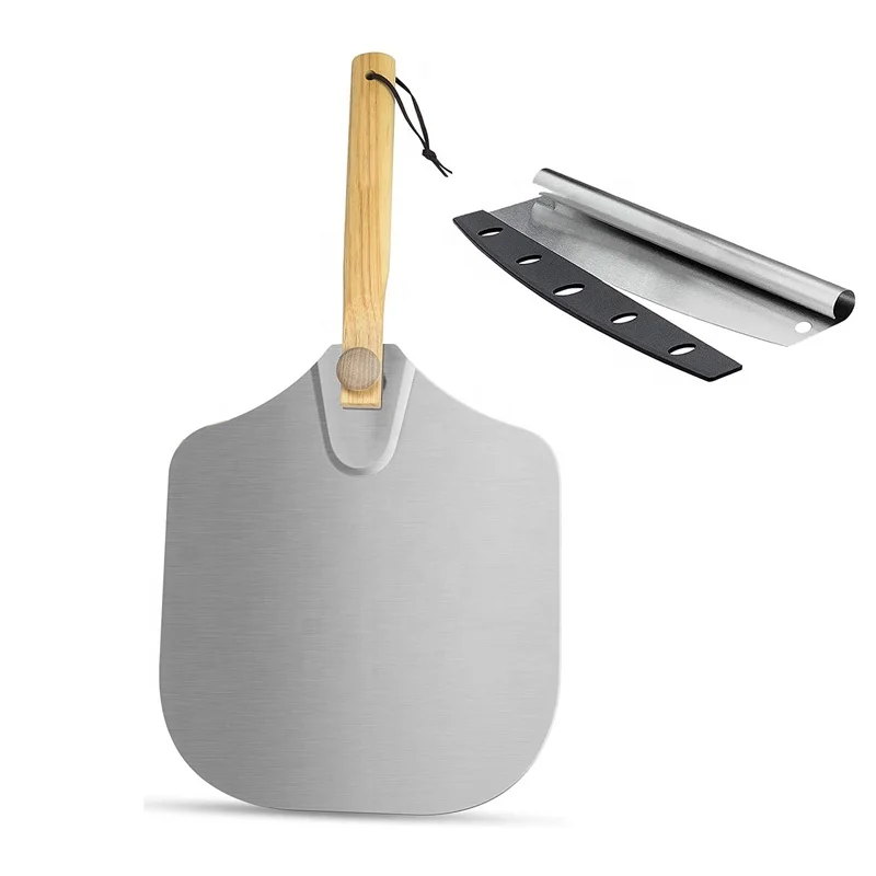 

Amazon Hot Sale Pizza Paddle Shovel  Aluminum Pizza Peel with Foldable American OAK Wood Handle
