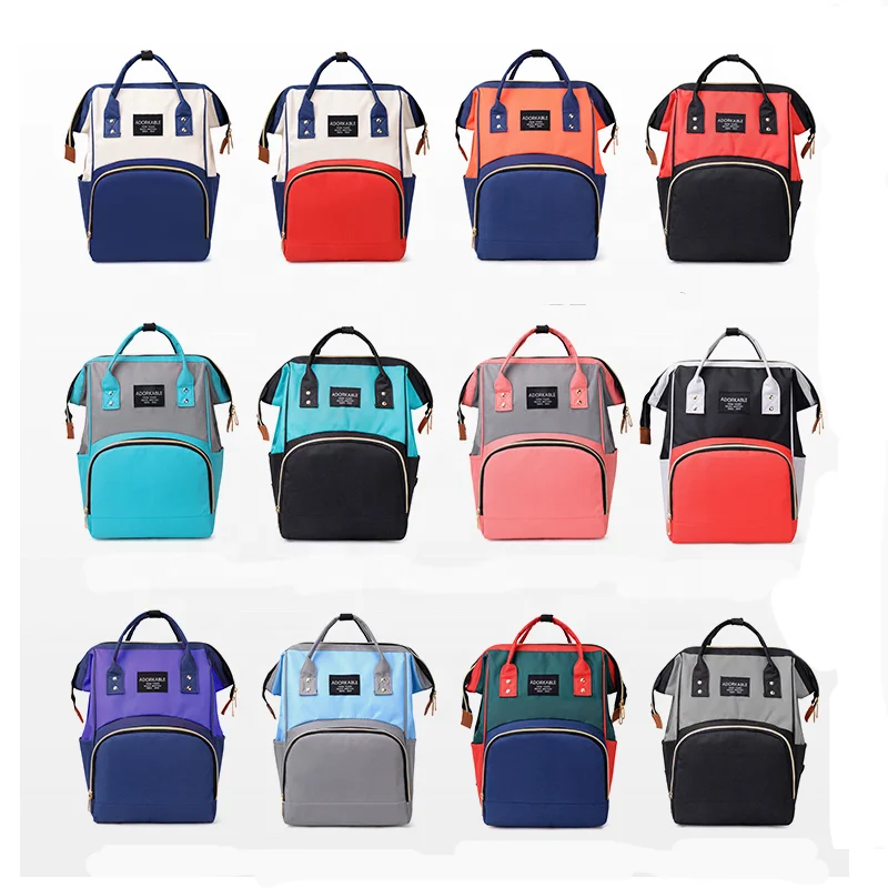 

Amazon Top Sale Colorful High Quality Large Capacity Waterproof Mommy Nappy Bag Women Baby Diaper Bag Backpack
