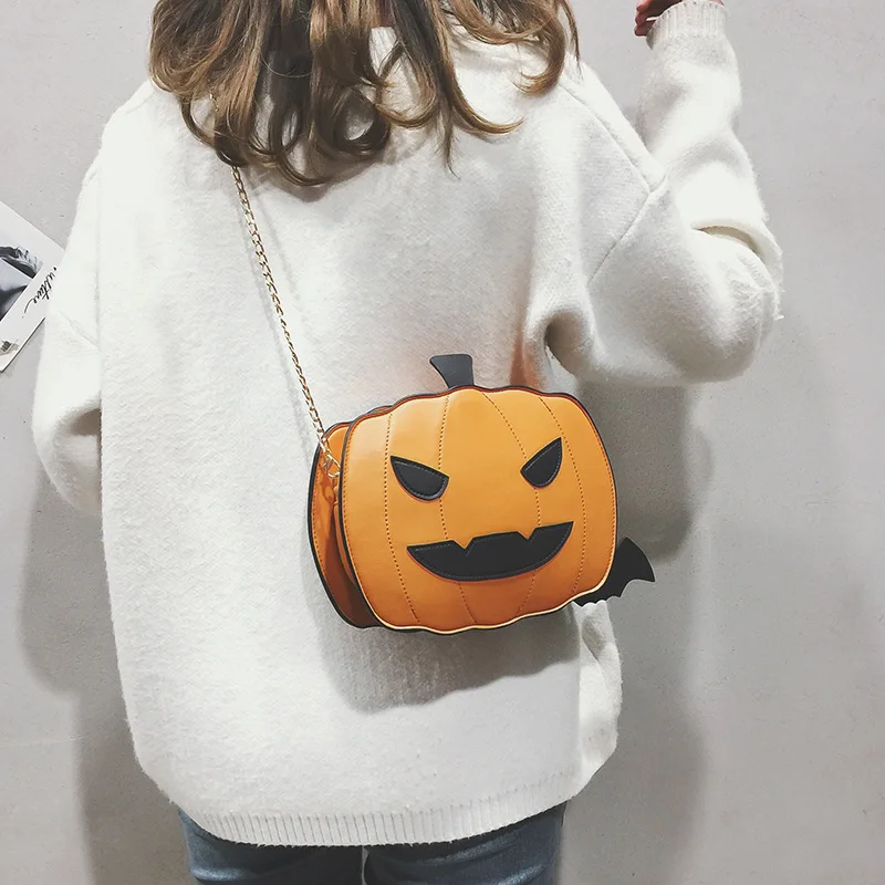 

Halloween Chic Pumpkin Chain Shoulder Bag purses and handbags little girl purses, Black,white,red,golden,pink,green