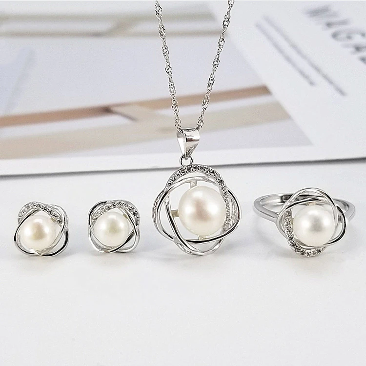 

925 Sterling Natural Freshwater Pearl Charm Pendant Necklace Women Simple Real Freshwater Pearl Jewelry Sets, White, purple