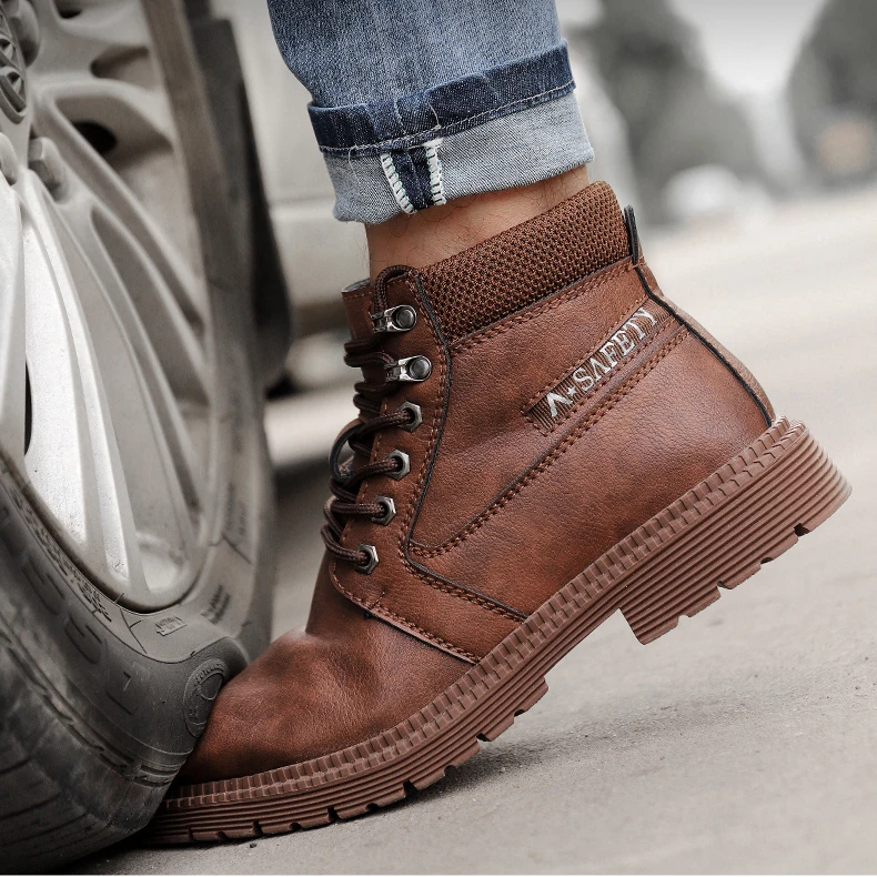 

Hot sale hight quality waterproof safety shoes anti slip safety boot for men, Black, khaki, brown