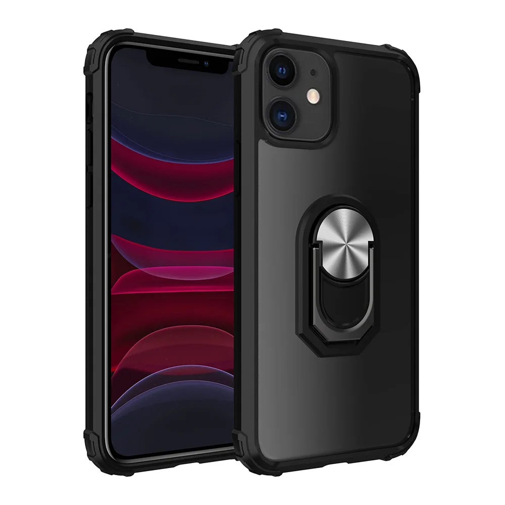 

Acrylic Shockproof Phone Case for iPhone 12 Pro Max 11 XS XR with 360 Rotating Ring Holder