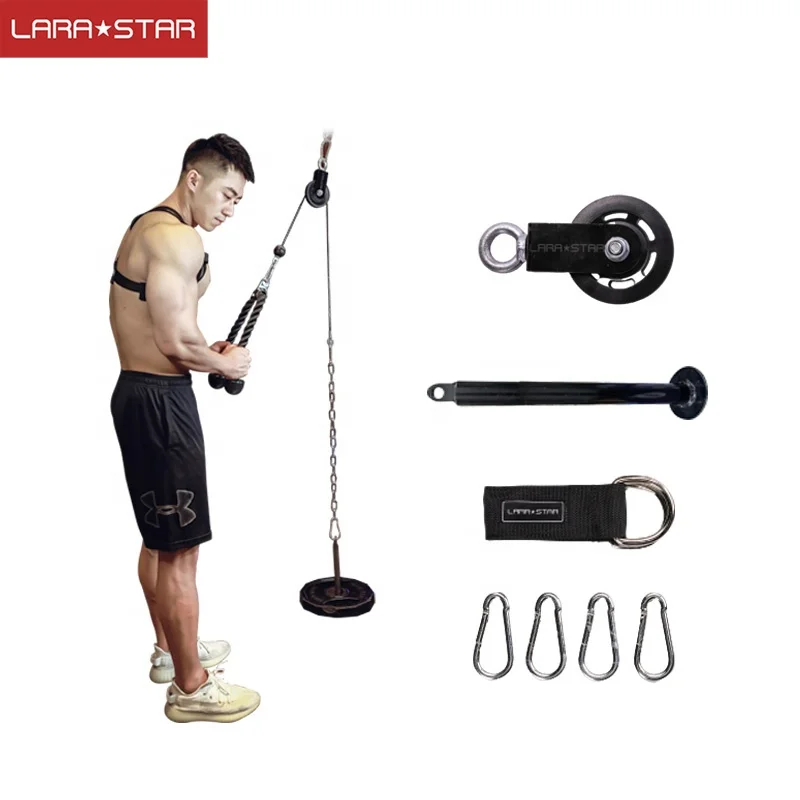 

Fitness Pulley Set Tricep Muscle Strength Train Fitness Equipment pull down accessories set, Black