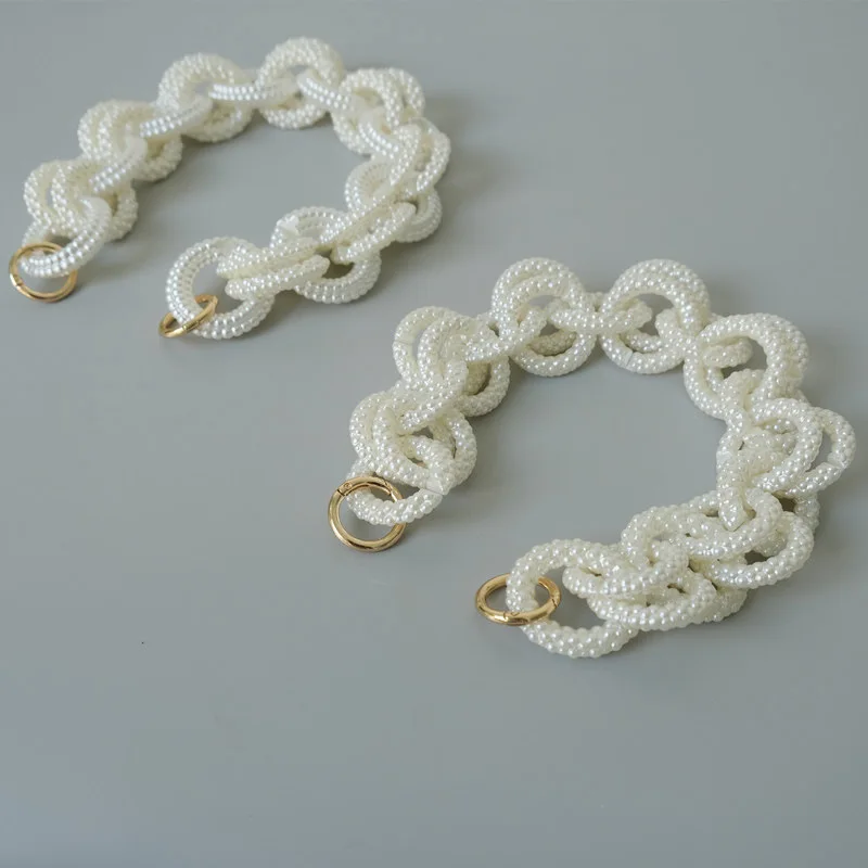 

High Quality Acrylic Strap Big White Pearl Purse Chain Handbag Strap For Ladies Hand Bags, As picture