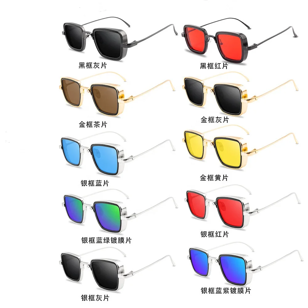

New Arrival Fashion Style Retro Metal Frame Trendy Sun Glasses UV400 Mirror Lenses Steampunk Women Men Shades, Mix color or custom colors