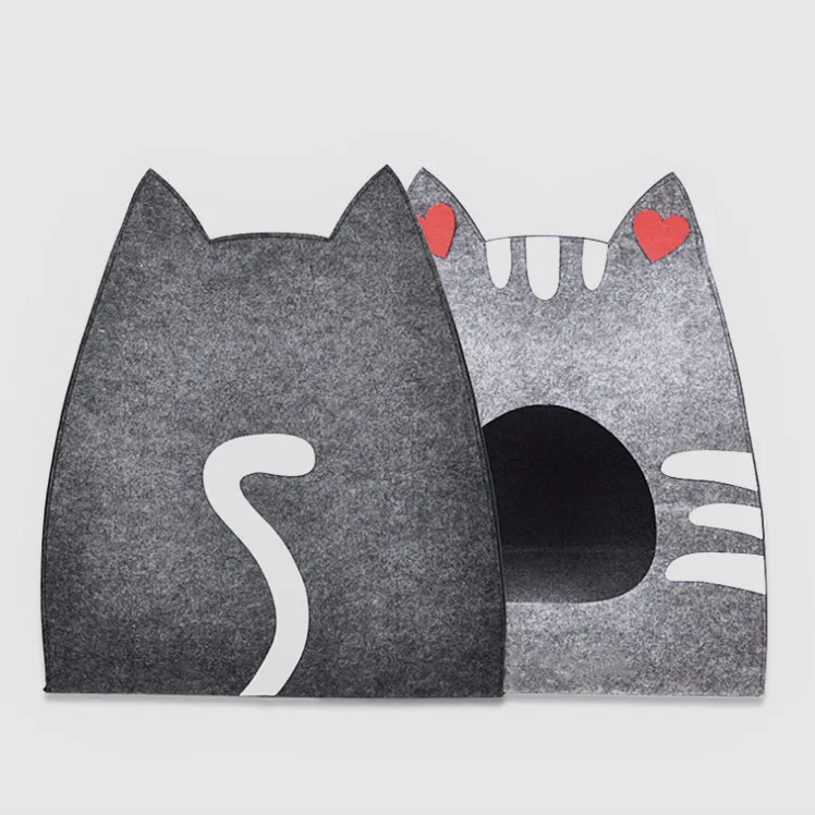 

Washable Felt Pet house cat bed with mat for Keep warming, Pink, grey, blue