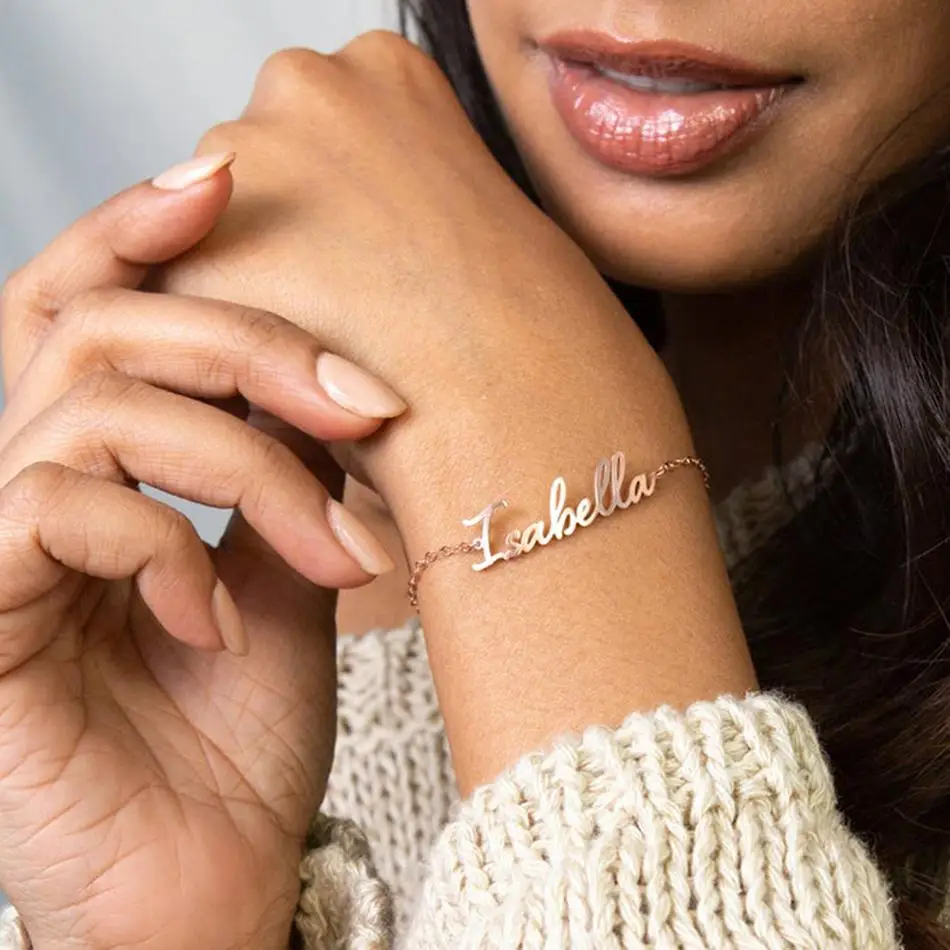 

New Arrival Hot Sale Stainless Steel Personalized Name Letter Bracelet Jewelry Infinity Customized Name Bracelet For Women, As the pics