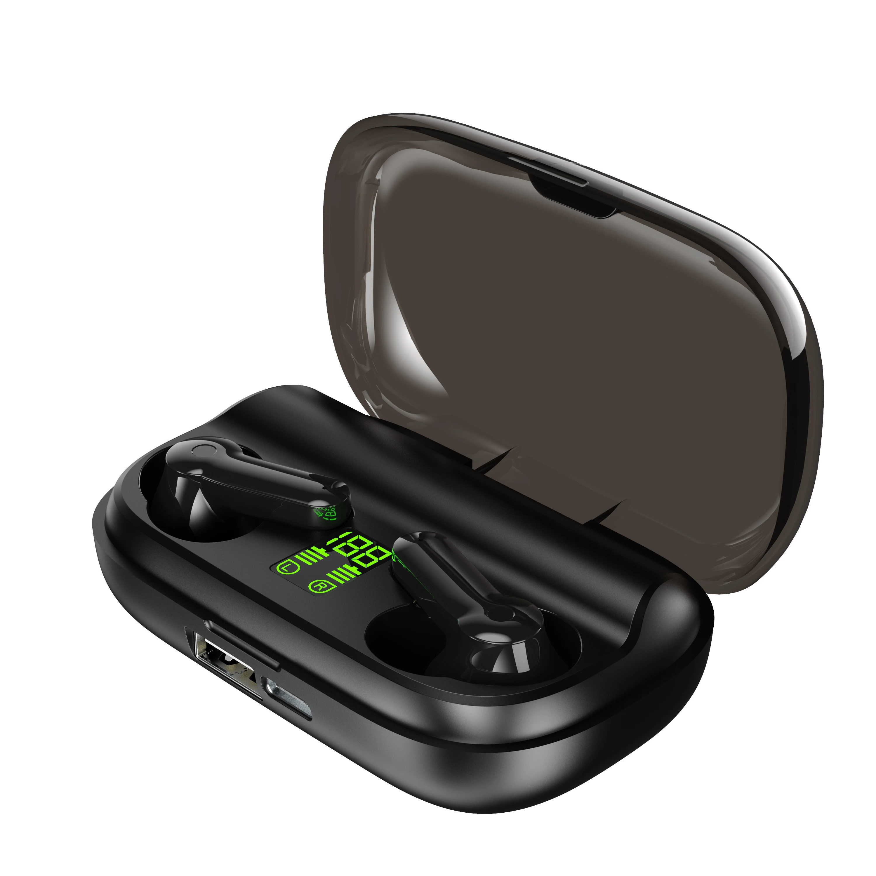 

Wireless Bluetooh 5.0 TWS XT-01 Earphone Mini Earbuds Mic 2200mah power bank Charging Box Sport Headphone For Smart Phone, Black