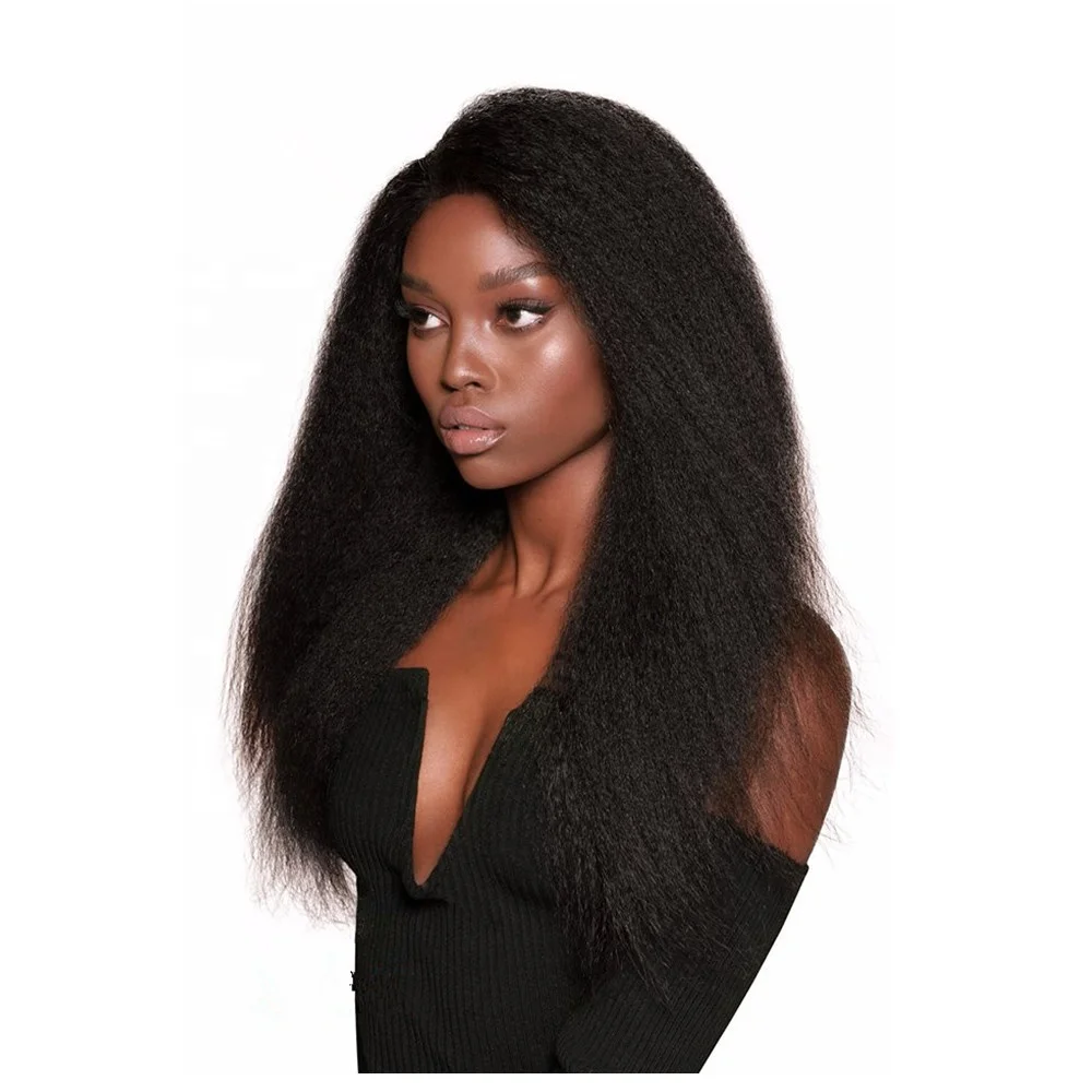 

13X6 deeper parting hd lace wig cuticle aligned virgin brazilian human hair transparent hd lace kinky straight lace front wig, Natural color