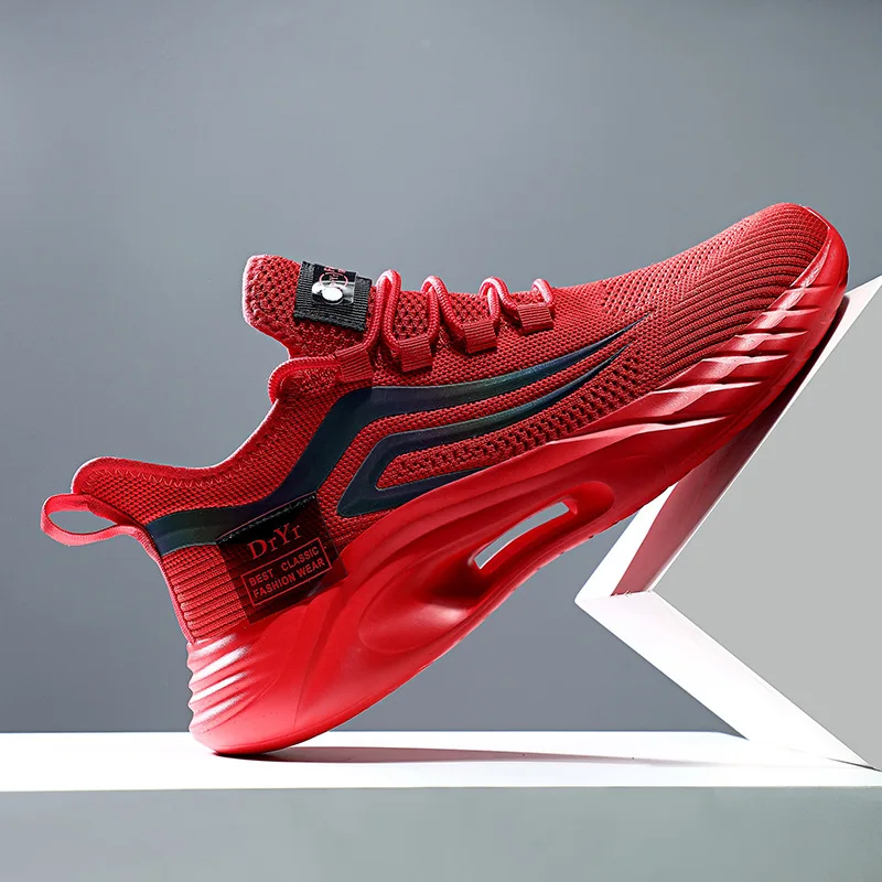 

Autumn new large size men's shoes Korean fashion trend casual shoes breathable mesh fly woven sports running shoes