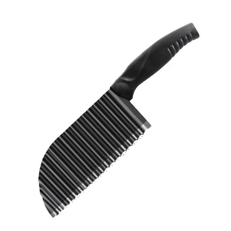 

Household wave-shaped stainless steel french fry cutter corrugated potato knife cutter, Stainless steel color, black