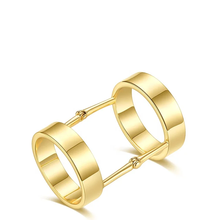 

Latest High Quality 18K Gold Plated Copper Jewellry Vintage Two Connected Cute Fingers Rings R204078