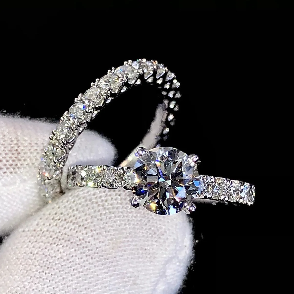 

Top Manufacturer Custom Jewelry Moissanite Diamond 9K 14K 18K Gold Engagement Rings 925 sterling silver wedding rings couple set