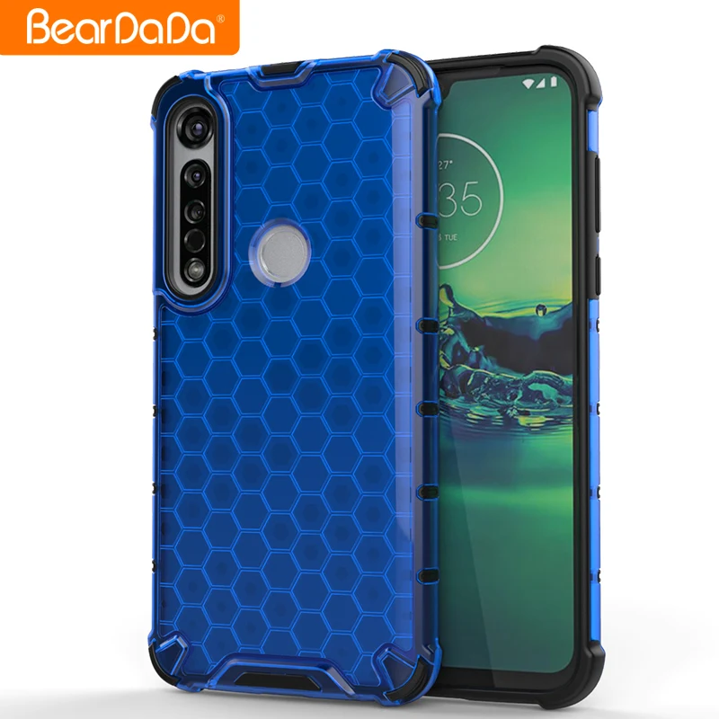 

MOTO Phone Case Soft PC TPU Honeycomb Case Mobile Phone Case For MOTO G8 PLUS Smart Phone Cover, 5 color