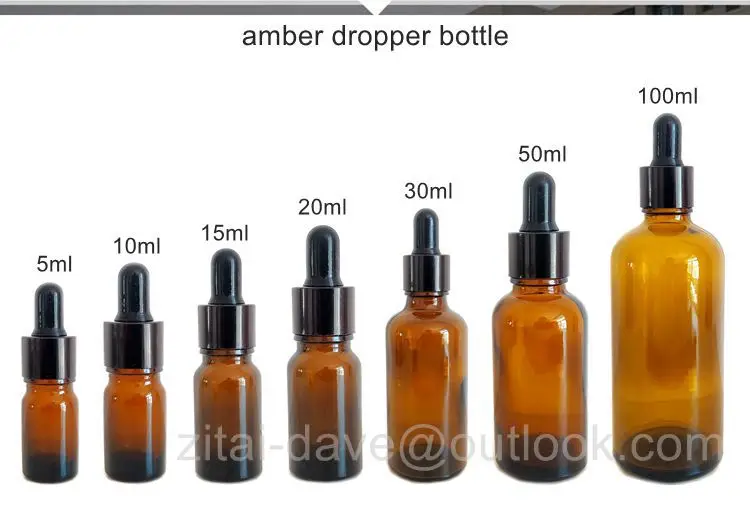 Cosmetic 15ml 30ml 50ml 100ml black matte glass dropper bottle with bamboo lid