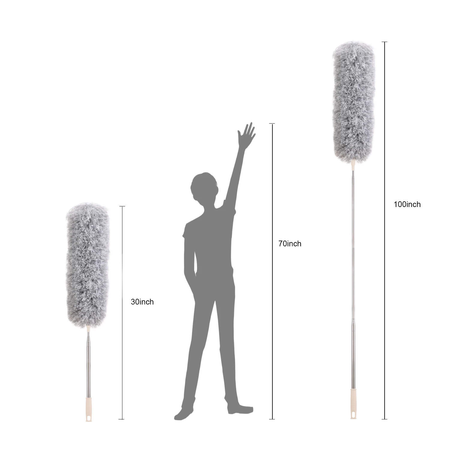 

BOOMJOY new arrivals 31.9-96.5 inches 2020 amazon telescopic extendable microfiber duster, Gray